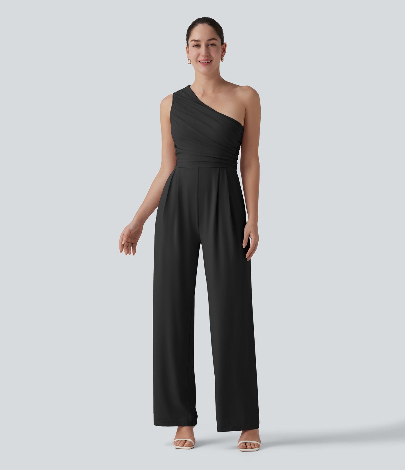 Combinaison décontractée asymétrique sans manches froncée soutien-gorge intégré avec poches - Easy Peasy