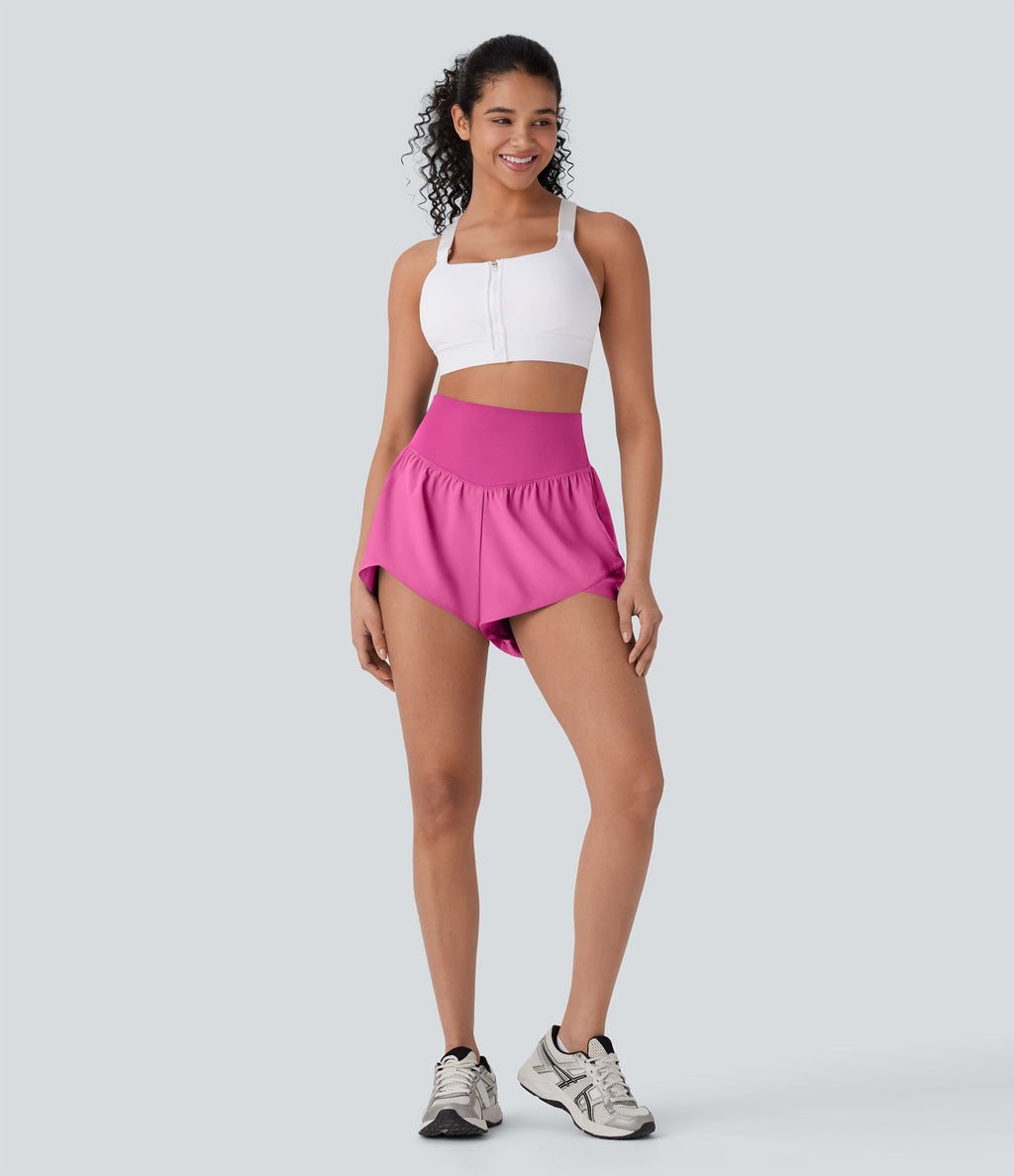 Breezeful™ Short yoga taille haute avec poche arrière ourlet croisé séchage rapide