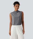 Haut tailleur sans manches à col cheminée et dos à découpe goutte d'eau à effet frais InstantCool, protection solaire UPF50+