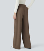 Halara Flex™ Pantalon Tailleur Évasé à Taille Haute Sculptant la Silhouette avec Poches Latérales Micro Waffle