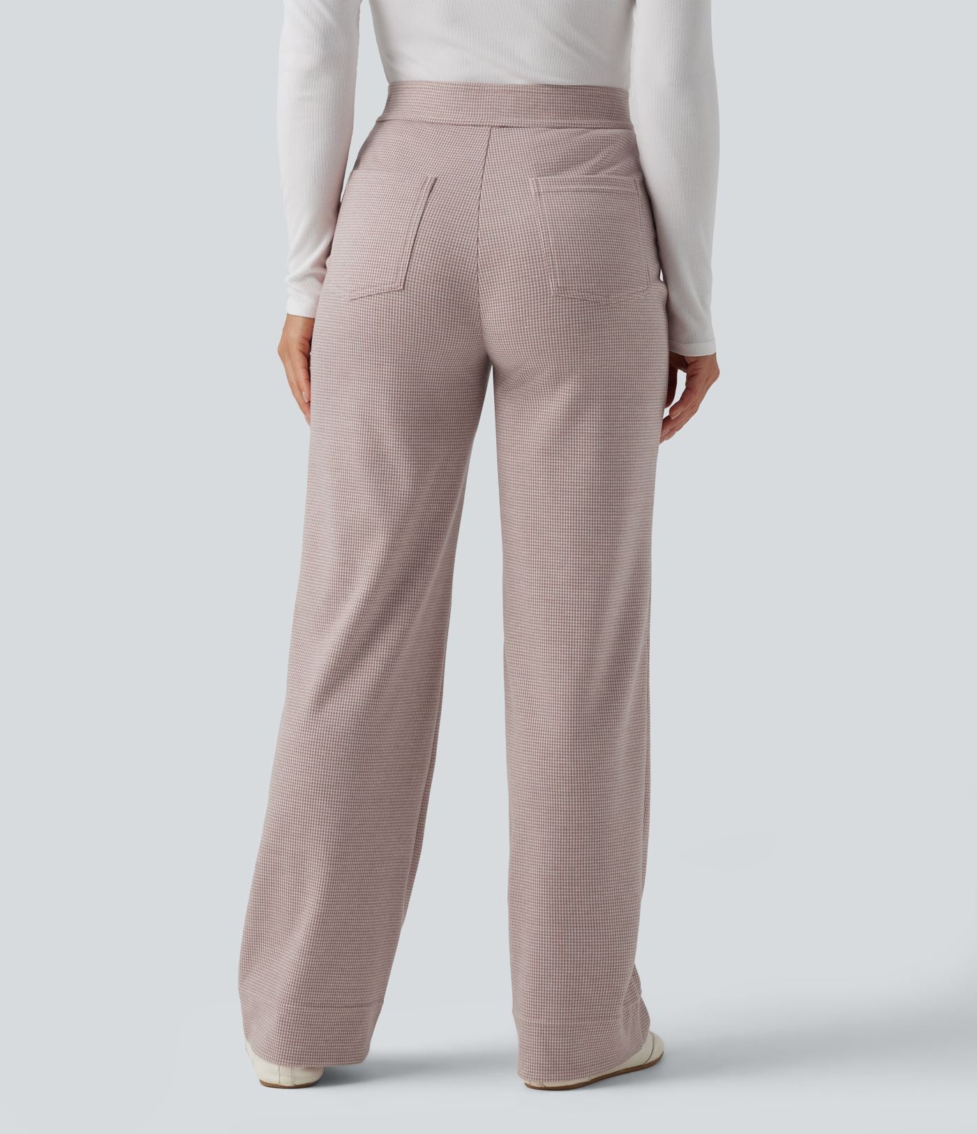 Halara Flex™ Pantalon tailleur pied-de-poule coupe droite taille haute avec poches