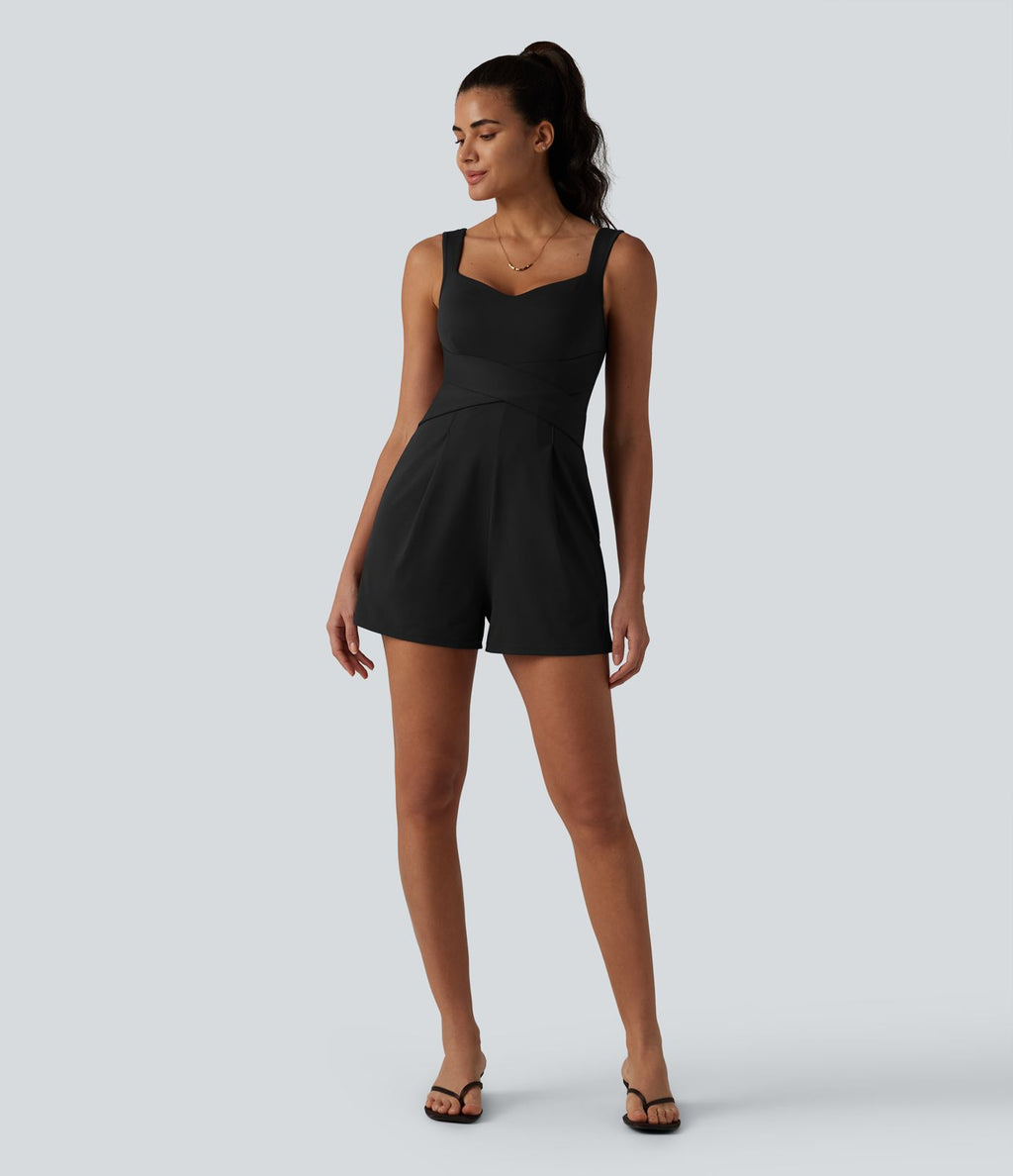 Combinaison décontractée à col en V avec soutien-gorge intégré et poches - Édition Easy Peasy