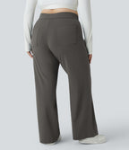 Pantalon coupe droite grande taille taille haute DayStretch avec poches