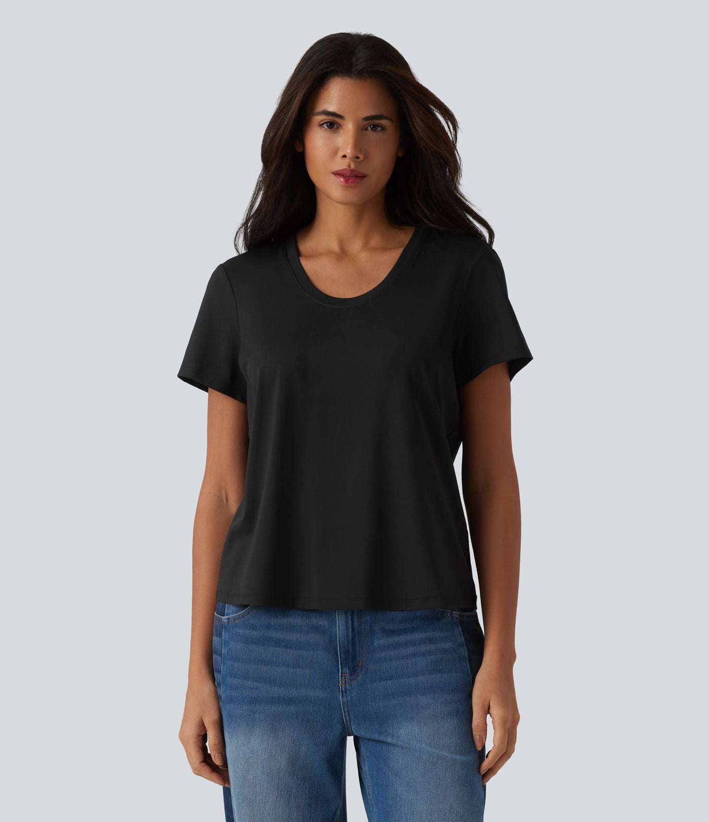 T-shirt décontracté col U manches courtes