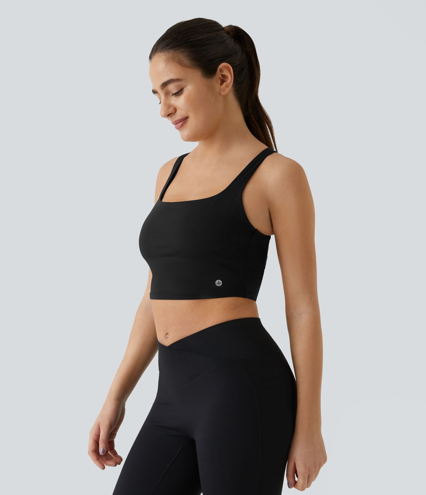 Débardeur yoga court SoftlyZero™ Airy col carré dos nu bretelles croisées effet frais InstantCool, bonnets A-C, protection solaire UPF50+