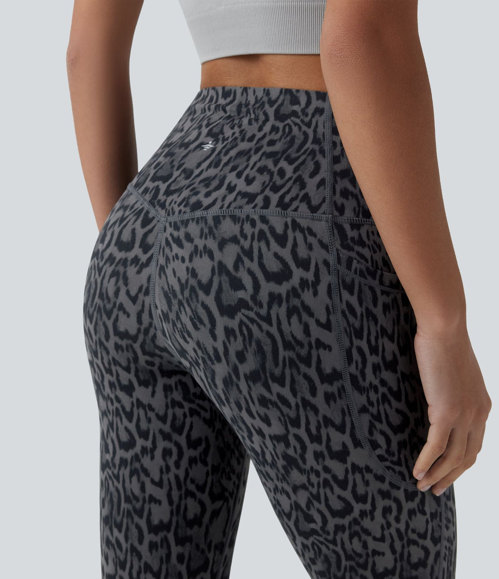 Legging corsaire d'entraînement taille haute gainant imprimé léopard Halara UltraSculpt™ avec poches