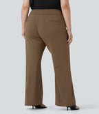 Pantalon tailleur évasé grande taille taille haute Halara Flex™ DayStretch avec poches zippées latérales