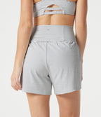 Short de yoga rayé 2-en-1 taille très haute 12,5 cm avec poches