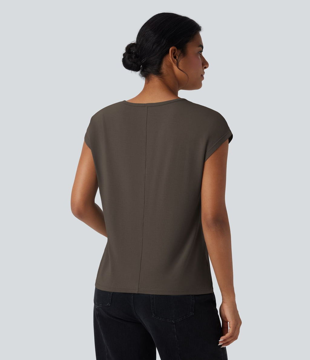 T-shirt casual col V manches courtes