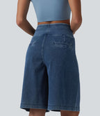 Halara Flex™ Short ample en jean décontracté taille haute 25 cm avec poches