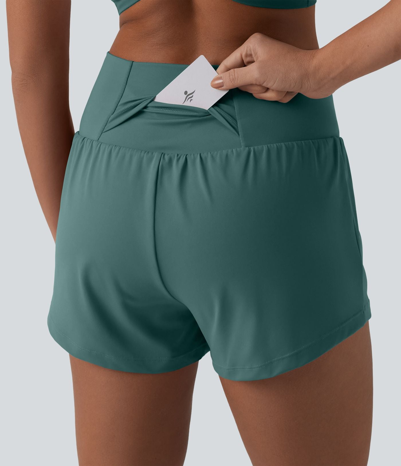Short de yoga 2-en-1 SoftlyZero™ Airy croisé taille haute 7,5 cm effet frais InstantCool avec poches