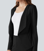 Blazer tailleur waterfall manches longues en crêpe