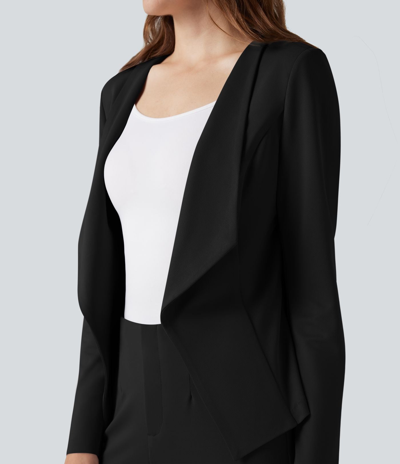 Blazer tailleur waterfall manches longues en crêpe