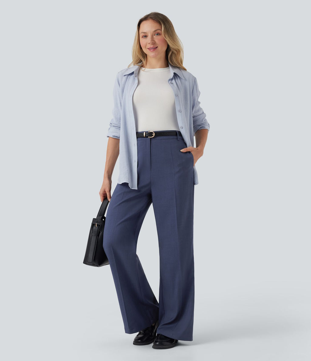 Pantalon tailleur bootcut taille haute avec poches