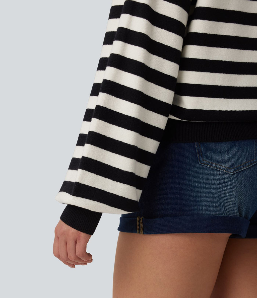 Pull casual col rond à manches longues à rayures