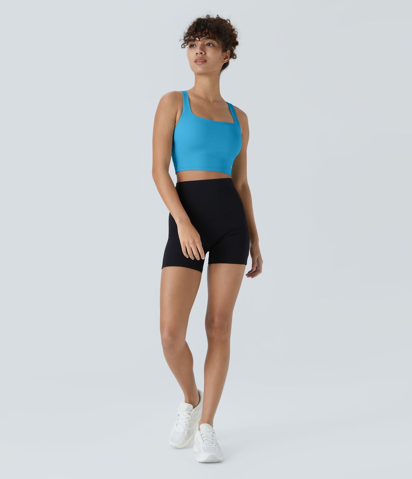 Débardeur yoga court SoftlyZero™ Airy col carré dos nu bretelles croisées effet frais InstantCool, bonnets A-C, protection solaire UPF50+