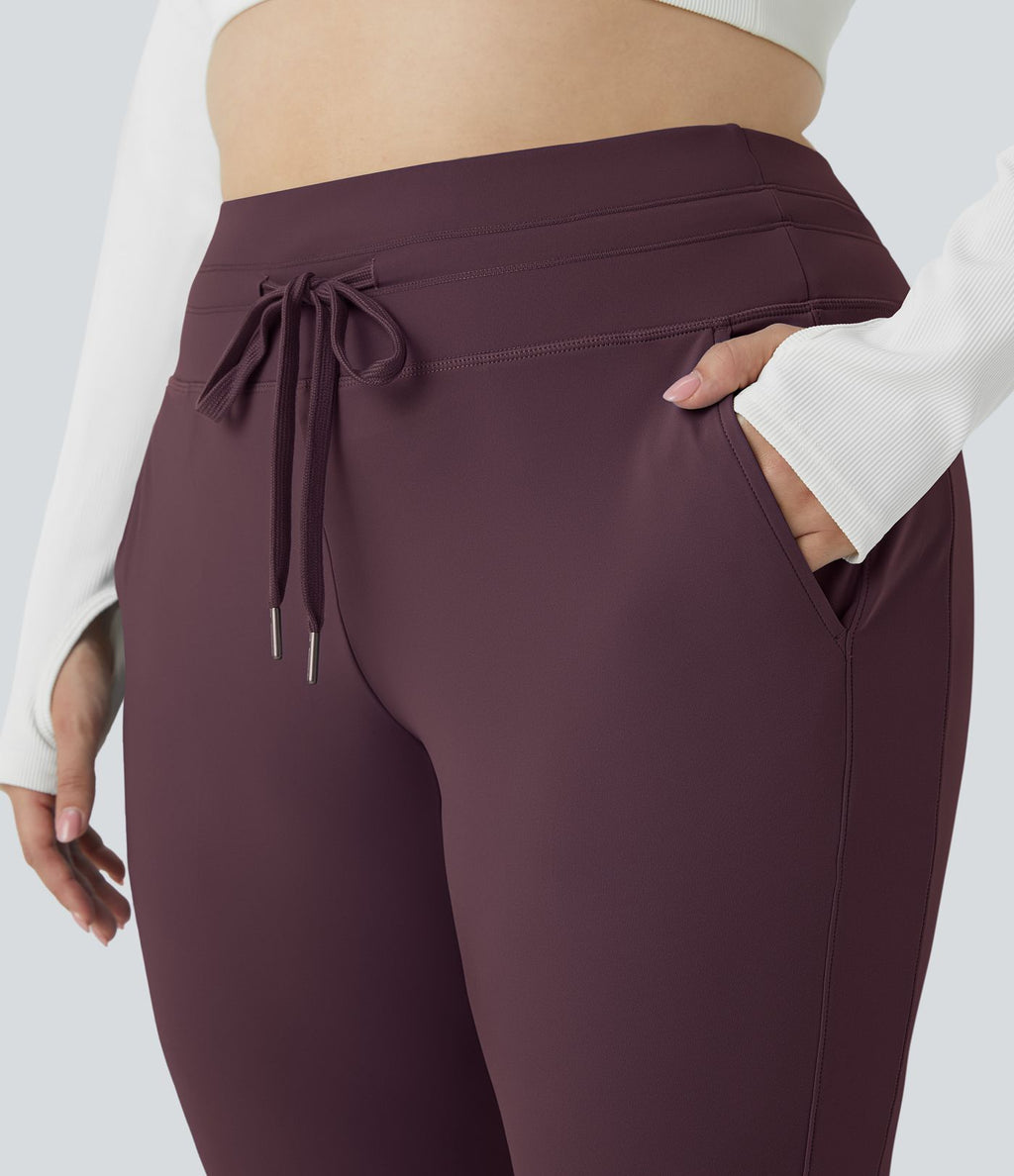 Jogging grande taille SoftlyZero™ Airy taille haute avec cordon de serrage poches latérales longueur complète effet frais InstantCool, protection solaire UPF50+