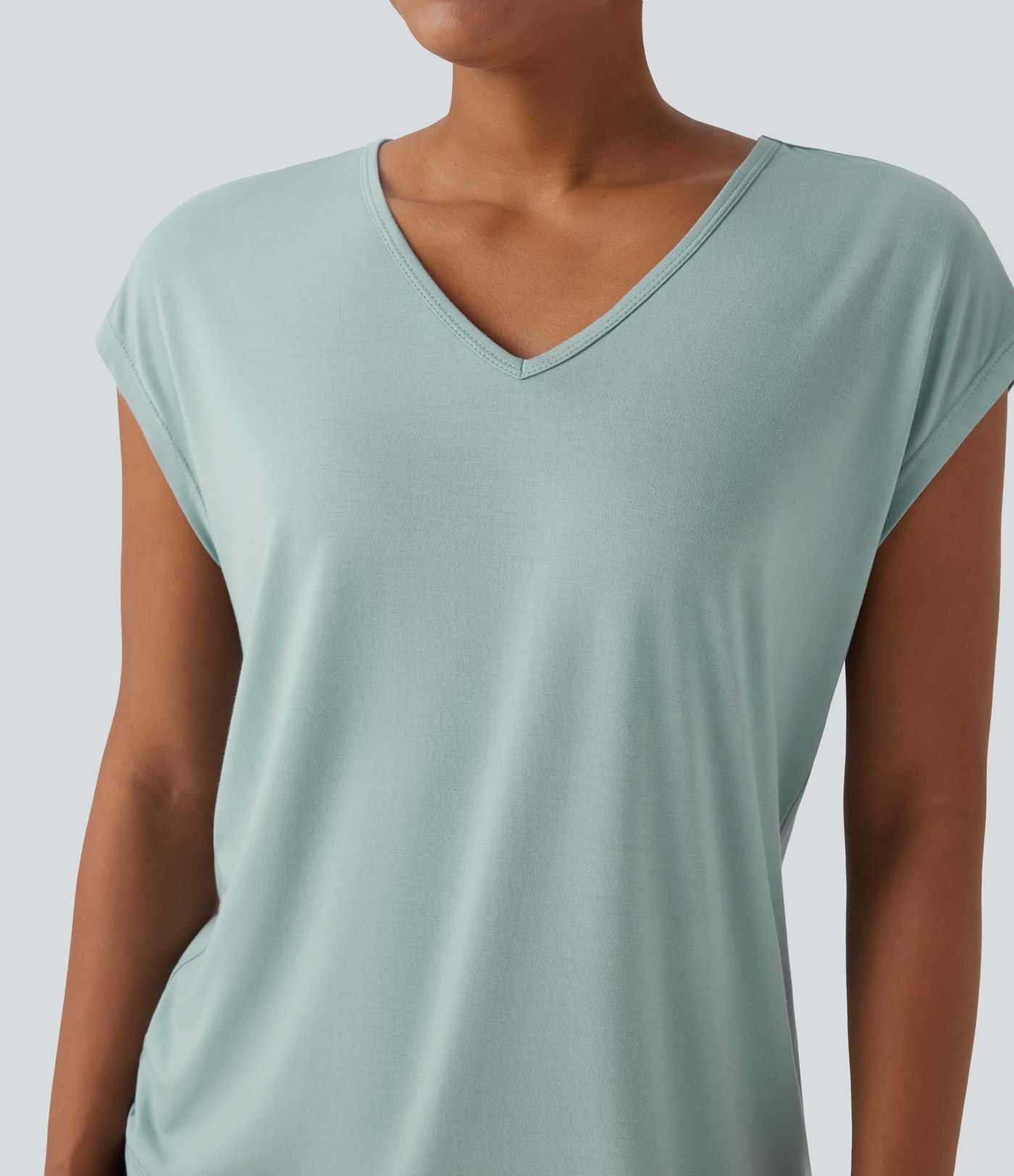 T-shirt casual col V manches courtes