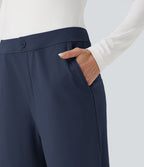 Pantalon de travail fuselé taille moyenne avec largeur ajustable Halara Flex™ DayStretch avec poches