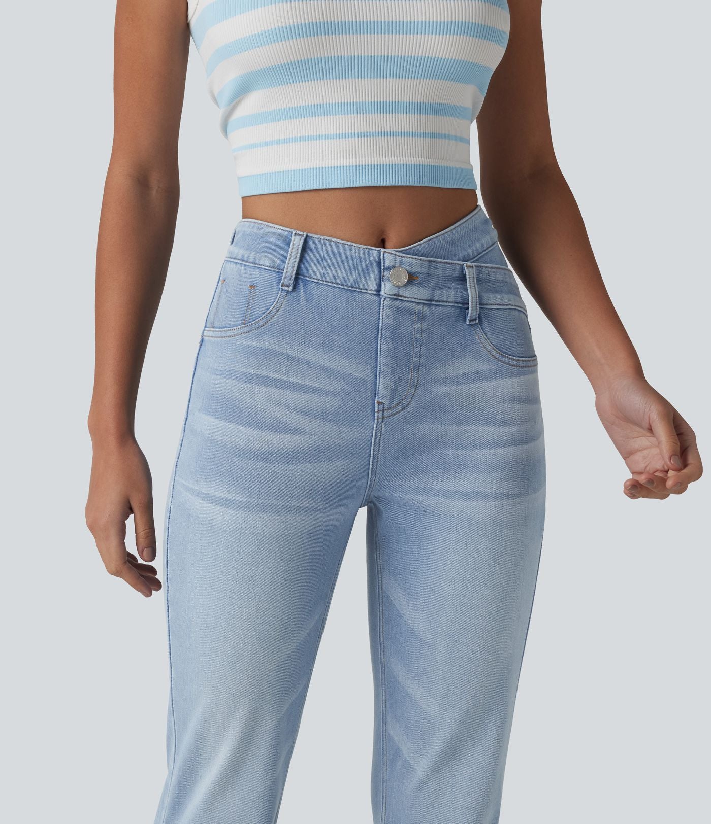 Jean Halara Flex™ taille haute croisé gainant bootcut décontracté avec poches