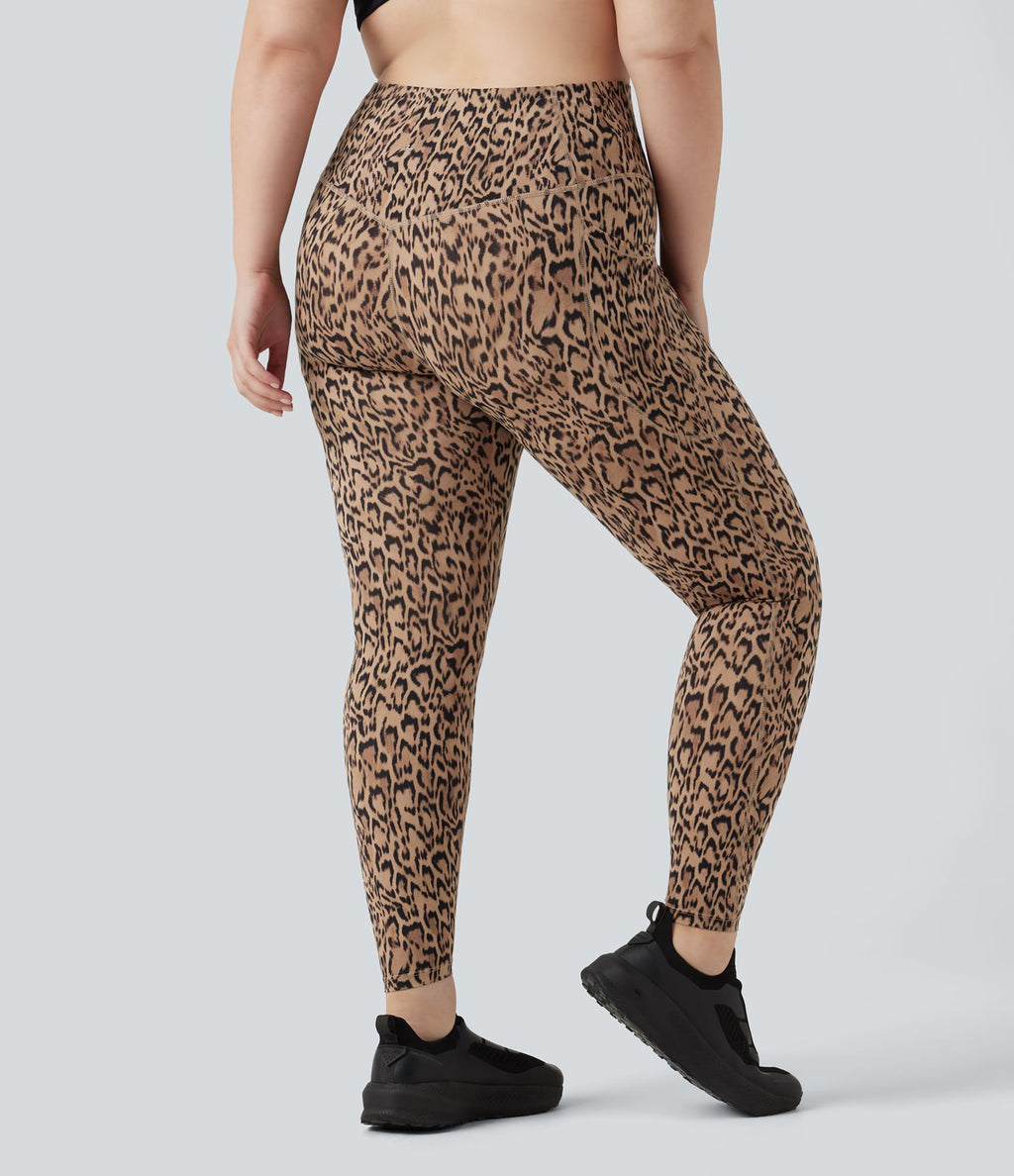 Legging de yoga grande taille Halara UltraSculpt™ taille haute gainant imprimé léopard avec poches