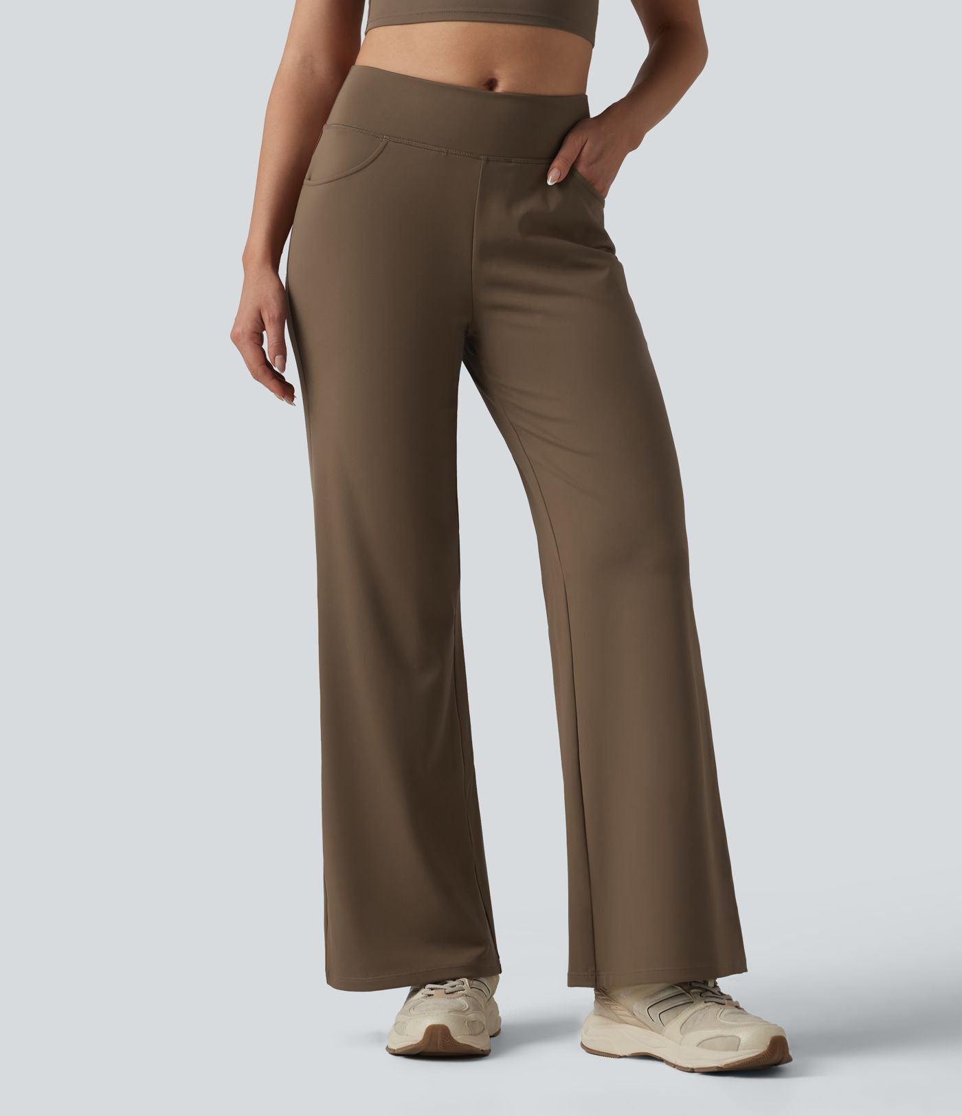 Pantalon de yoga bootcut mi-taille avec poches