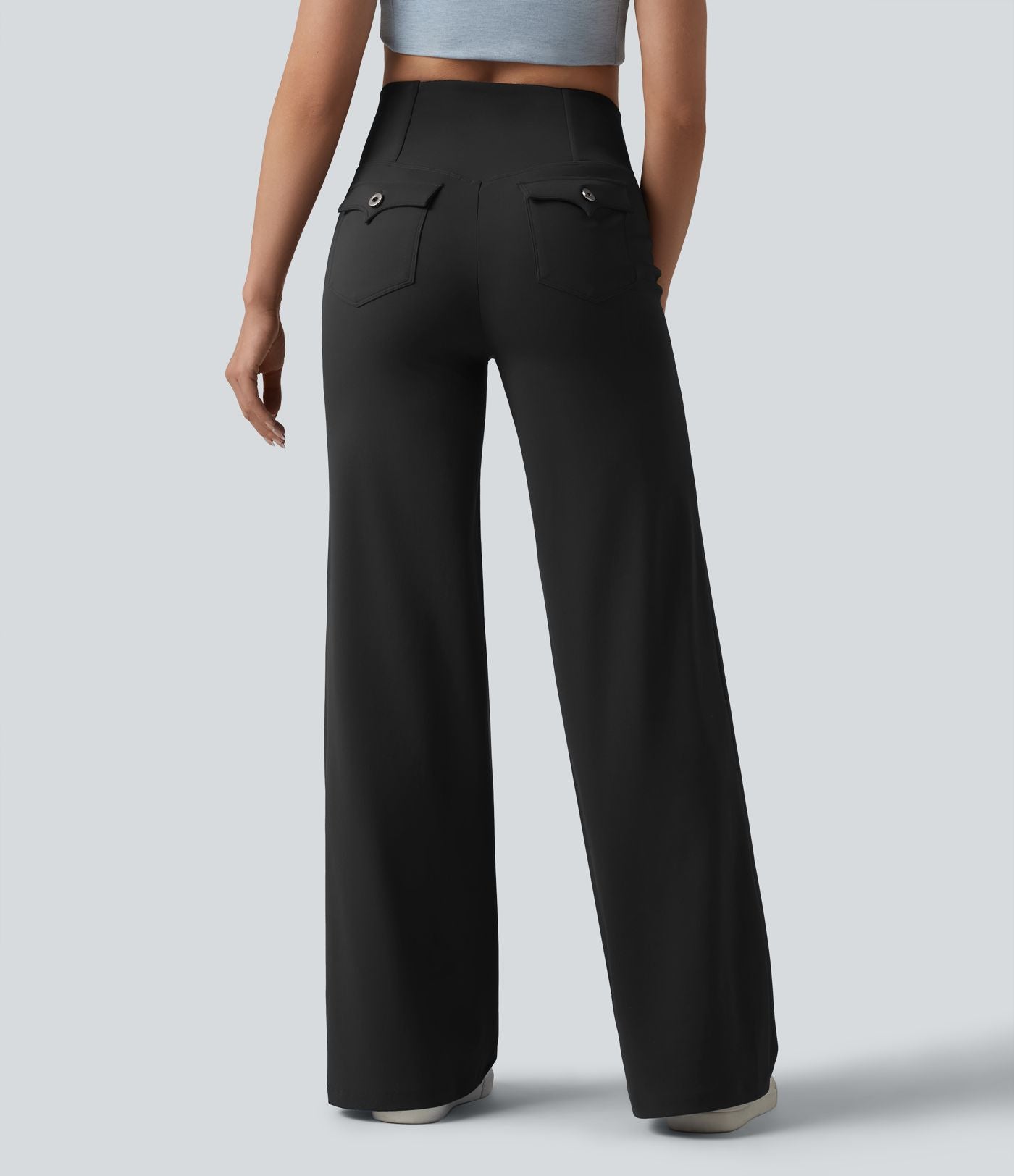 Pantalon bootcut casual DayStretch croisé taille haute ventre plat avec poches