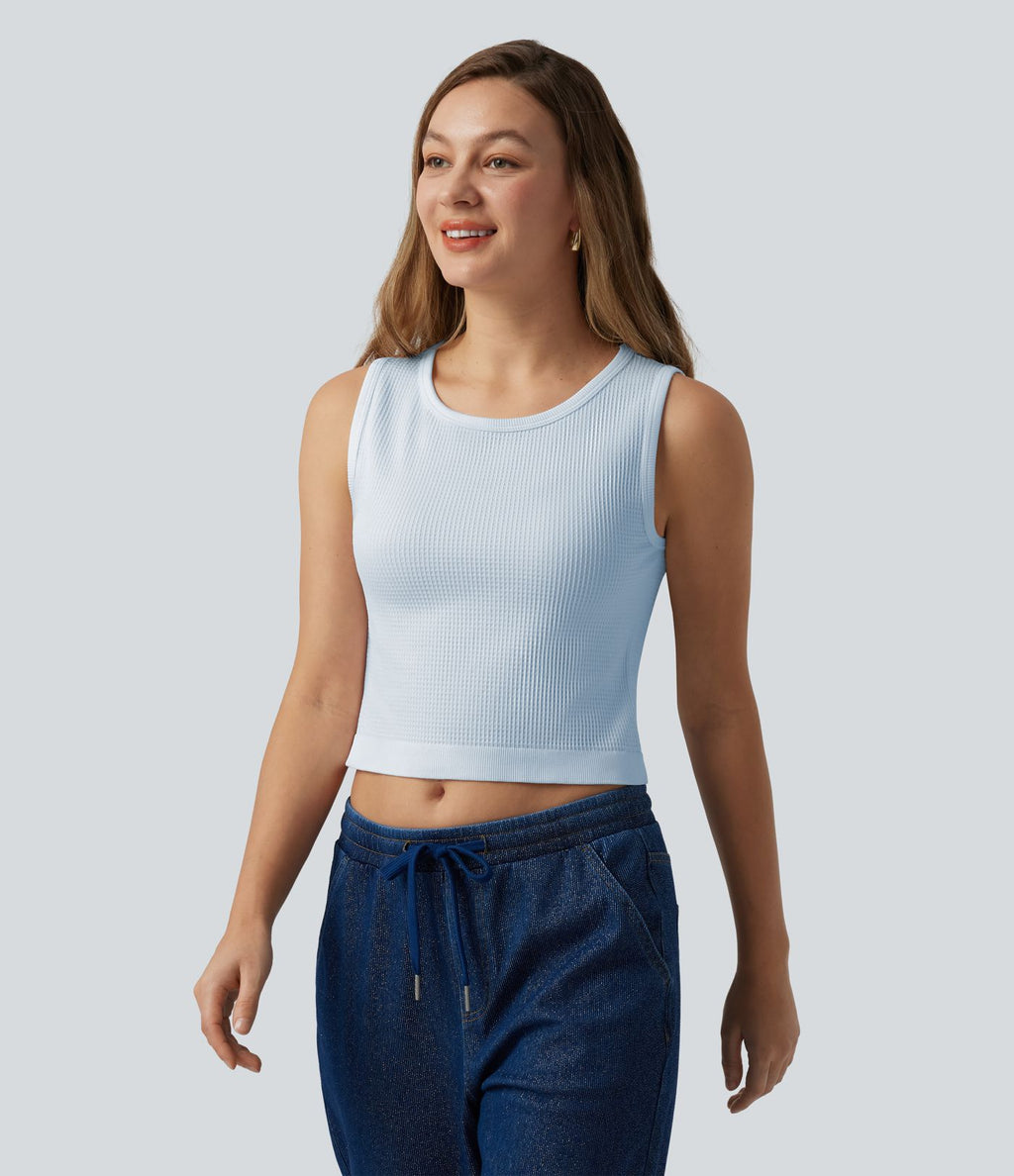 Débardeur court sans coutures en tissu gaufré OneForm Seamless Flow