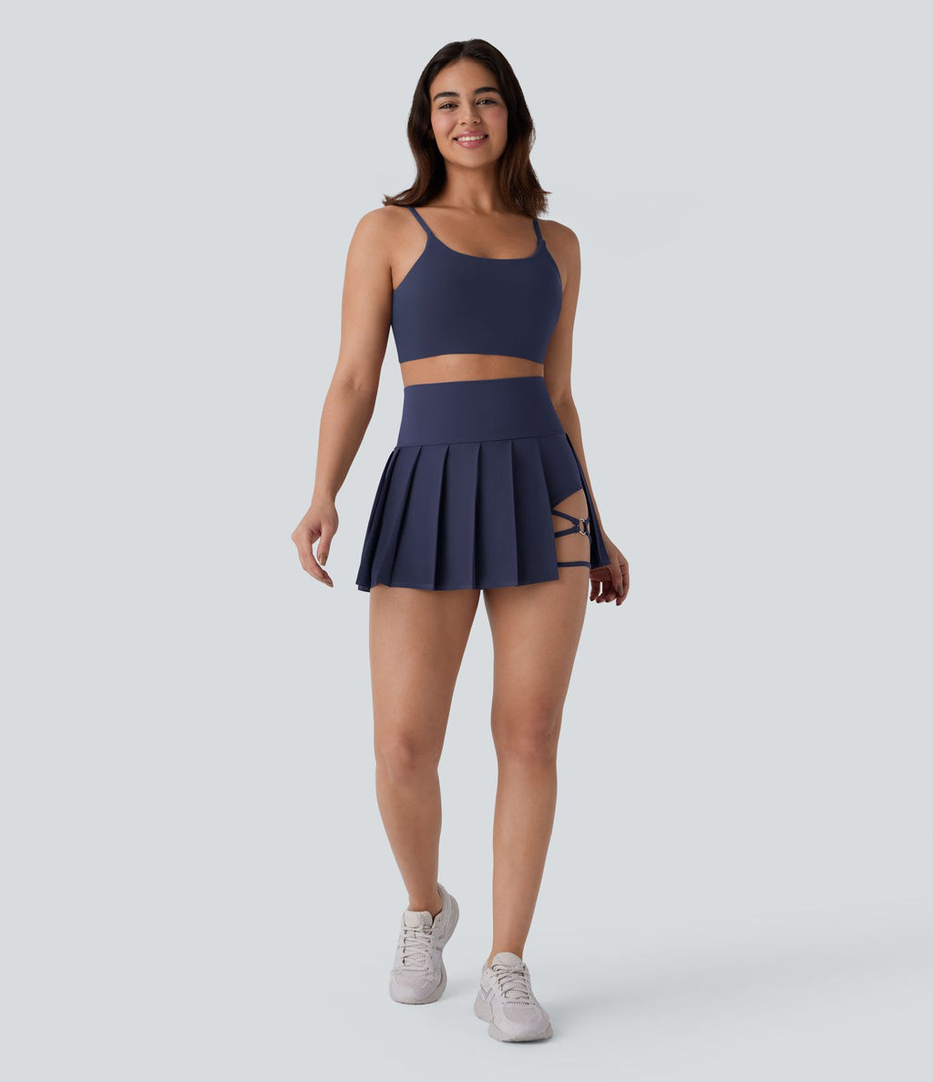 Jupe-short de danse mini Breezeful™ à taille haute, plissée, 2-en-1, avec poches latérales et arrière, ourlet asymétrique et séchage rapide