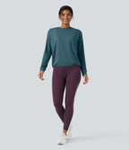 Haut de sport yoga col rond manches longues froncé - UPF50+