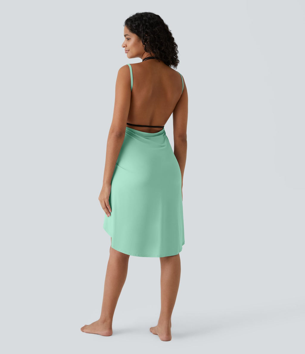 Robe de Plage Fines bretelles croisée dos nu effet portefeuille effet frais InstantCool
