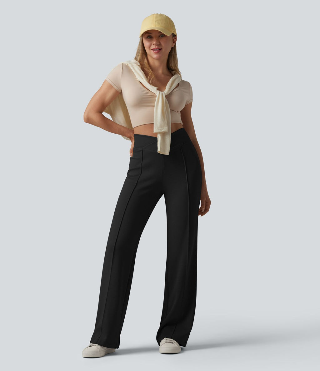 Pantalon évasé SpacerTek™ taille haute croisée avec poches