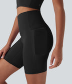 Pantalon large fluide décontracté gainant taille haute avec poches
