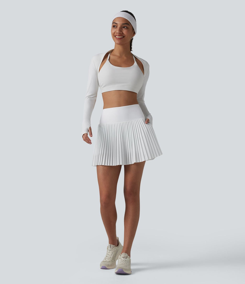 Breezeful™ Jupe mini de tennis plissée 2 en 1 taille haute séchage rapide avec poches