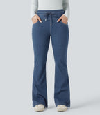 Halara Flex™ Denim Heat Legging casual évasé taille haute avec cordon de serrage et poches