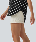Top casual à pois épaule dénudée à manches courtes avec ourlet incurvé asymétrique et brassière intégrée