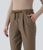 Pantalon Halara Flex™ taille mi-haute à cordon, effet rayé, coupe fuselée avec poches