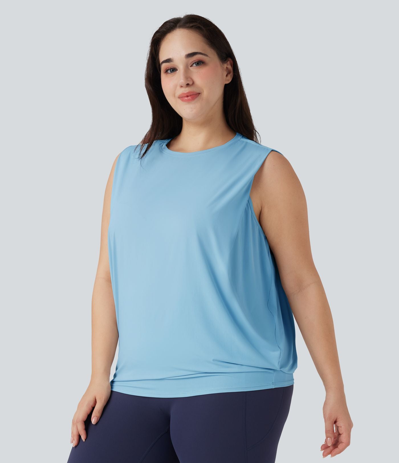 Débardeur yoga grande taille col rond Cool Touch - UPF50+
