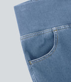 Jean super évasé Halara Flex™ décontracté maille denim extensible délavée effet frais InstantCool taille haute poches croisées