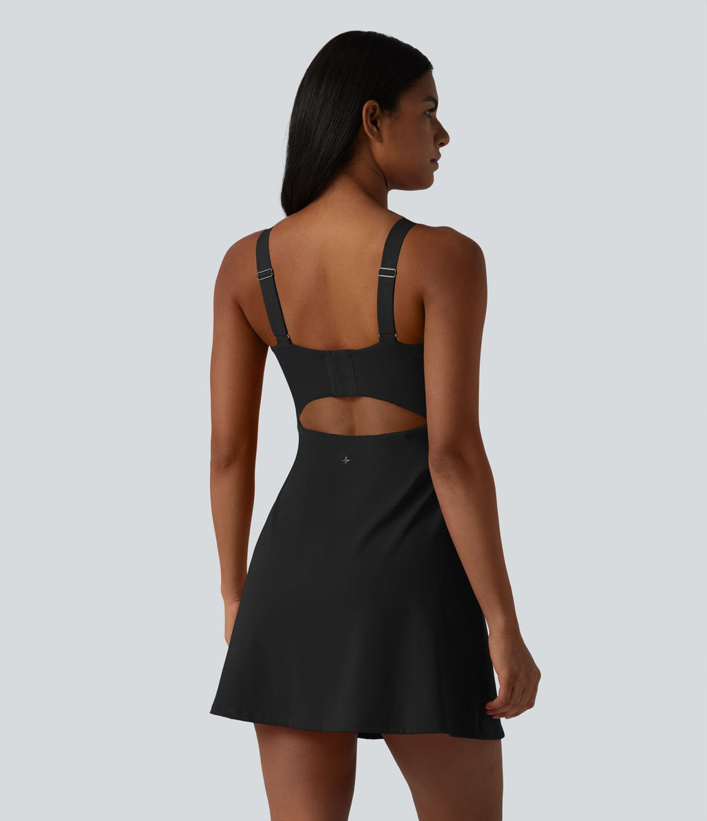 SoftlyZero™ Plush Robe sport de danse push-up à bretelles torsadées ajustables, coussinets intégrés non amovibles bonnets E-G avec poches – Easy Peasy