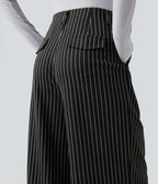 Pantalon de travail Halara Flex™ ample à rayures, taille haute, avec poches