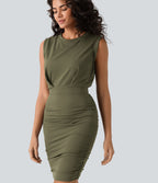 Robe mini moulante soirée col rond sans manches froncée effet frais InstantCool SoftlyZero™ Airy