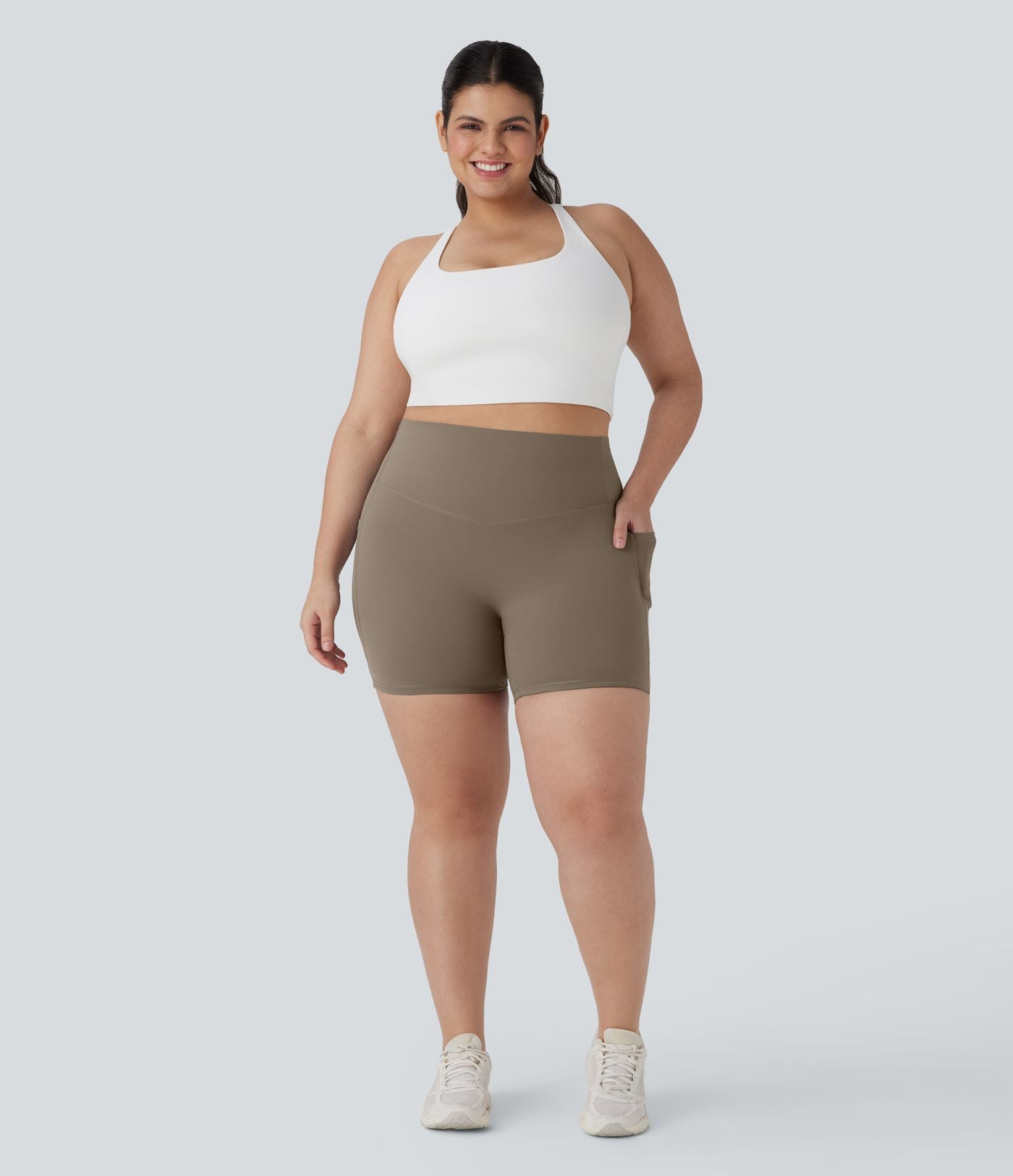 Short cycliste 12,5 cm d'entraînement gainant taille haute grande taille avec poches Halara UltraSculpt™