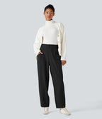 Pantalon barrel taille haute avec poches