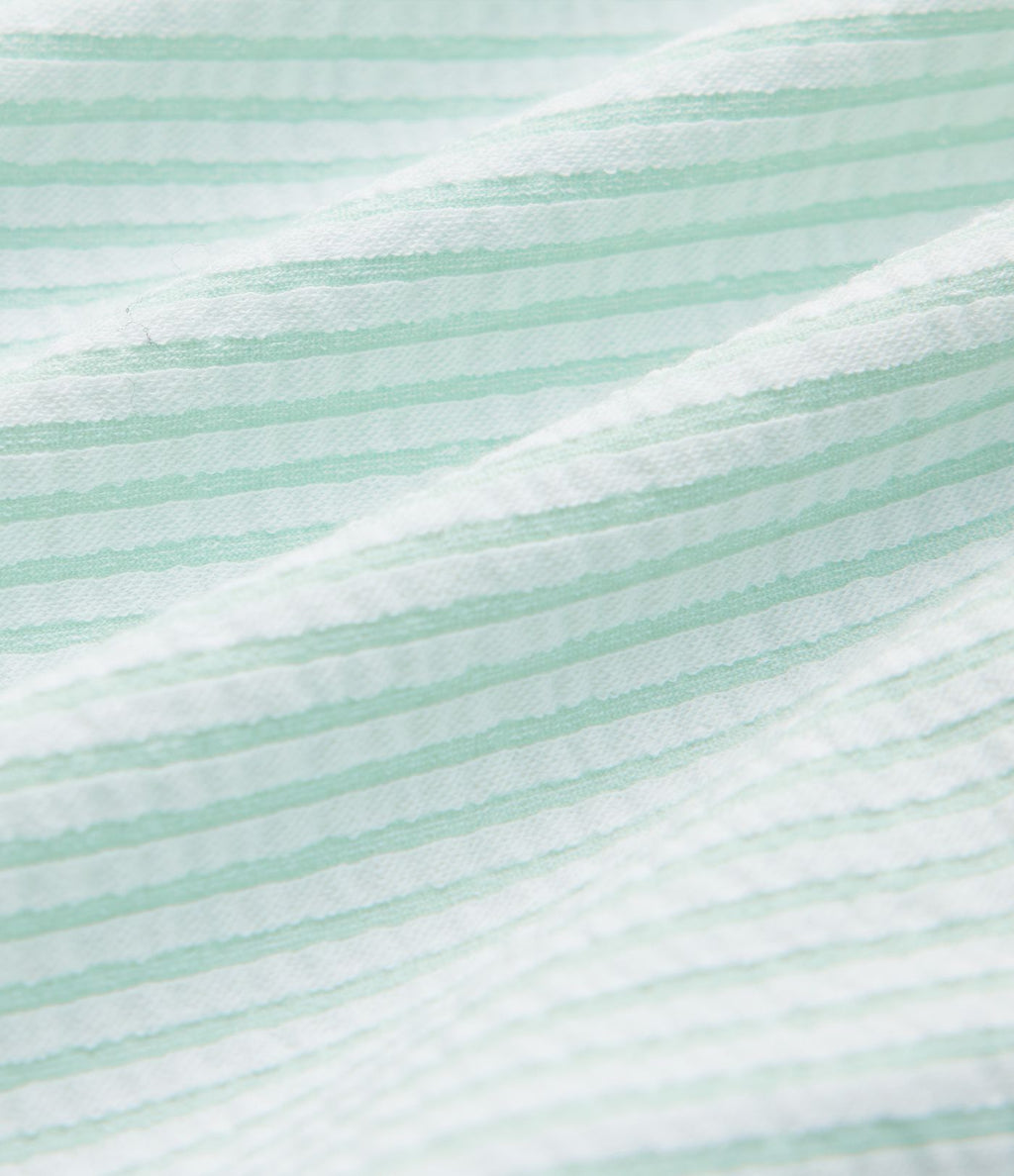 Chemise casual coton froissé à rayures col et manches chauve-souris