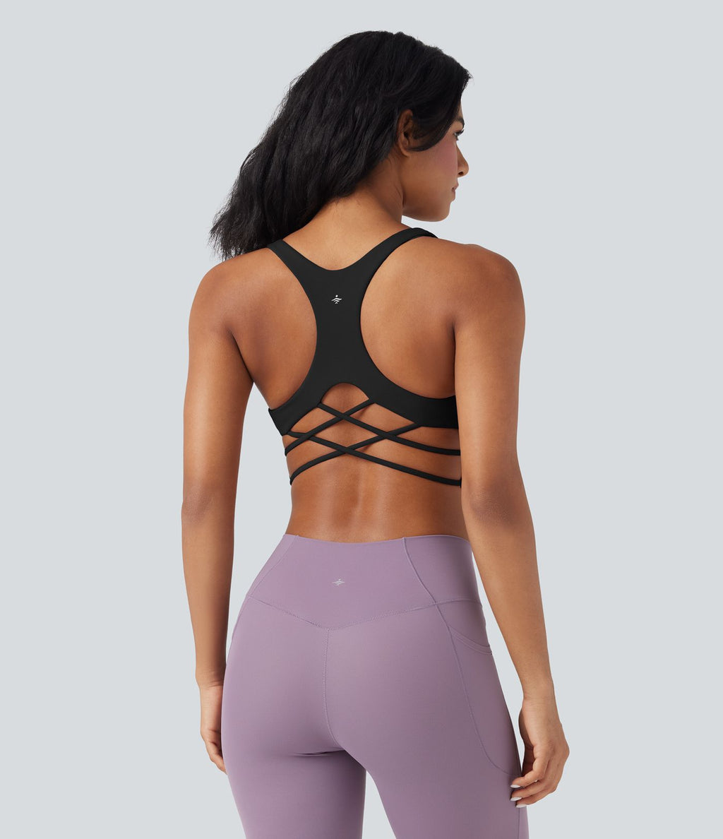 Brassière de sport yoga soutien souple dos nageur à bretelles croisées bonnets A-C