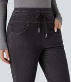 Halara Flex™ Denim Heat Legging casual évasé taille haute avec cordon de serrage et poches
