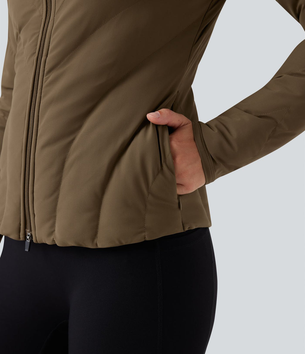 PuffFlex Veste matelassée casual extensible à col montant et manches longues avec poches