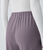Pantalon taille haute décontracté large en maille gaufrée, avec poches
