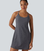 Robe sport mini 2-en-1 de tennis à carreaux tartan froissés, séchage rapide et poches – Édition Easy Peasy